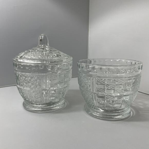 Pair of Vintage Pressed Glass Jam‎ Jars or Candy Dishes - Picture 2 of 10